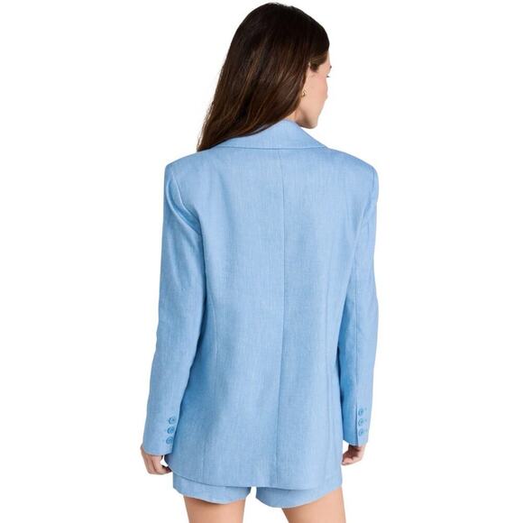 Alice + Olivia Denny Notch Collar Boyfriend Blazer In Chambray Oversized Size 0 - Picture 10 of 14